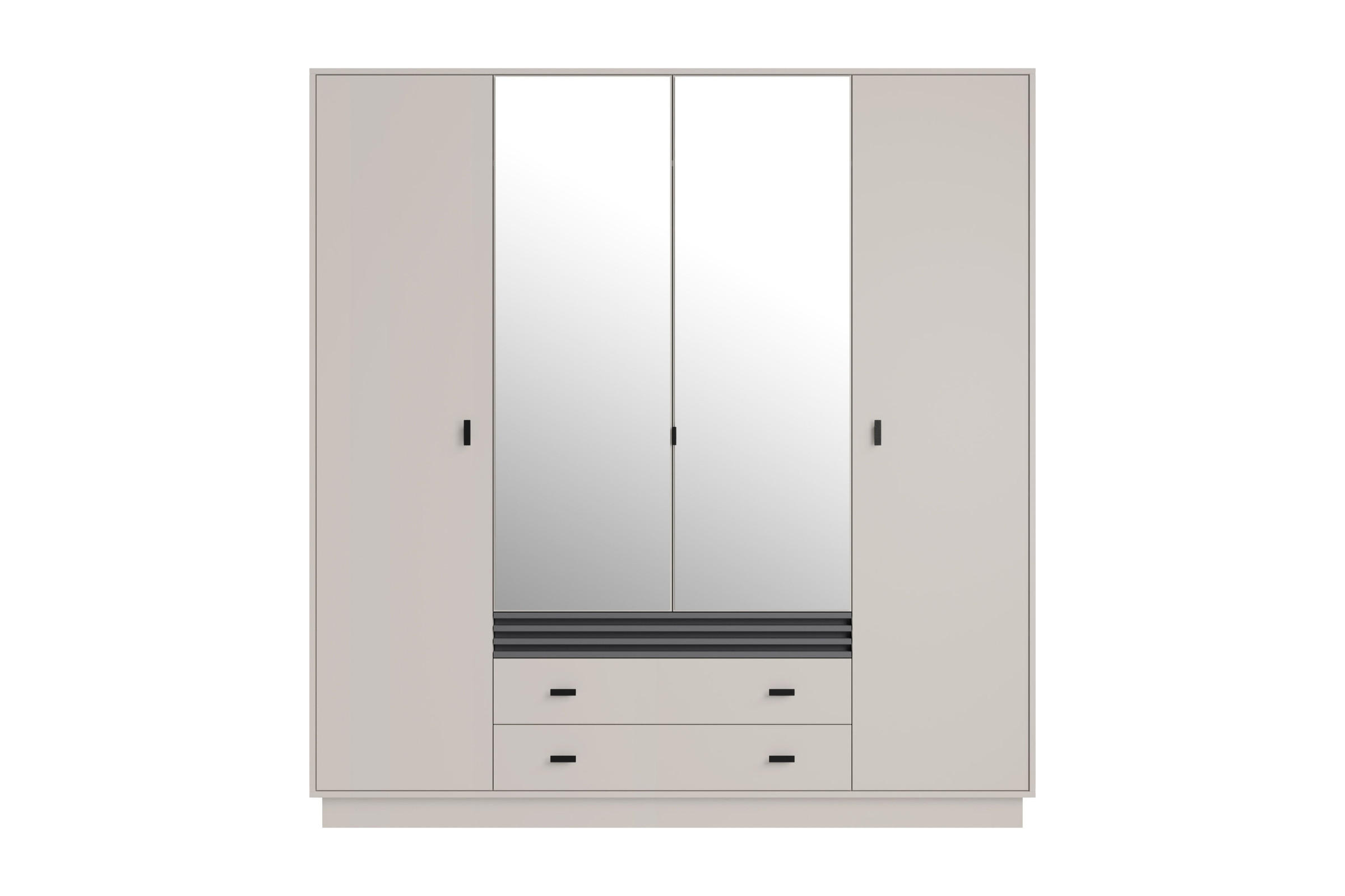 KLEIDERSCHRANK ALL 16 200/210/56 cm in Kaschmir mit Spiegel - Kaschmir, Holzwerkstoff (200/210/56cm) - Deine Möbel 24