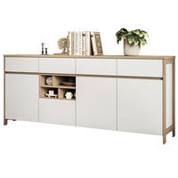 SIDEBOARD weiß, Eiche, Kommode skandinavisch 193 cm, Soft-Close, Finnes - Eichefarben/Weiß, Holzwerkstoff/Metall (193/85/39cm) - Furn.Design