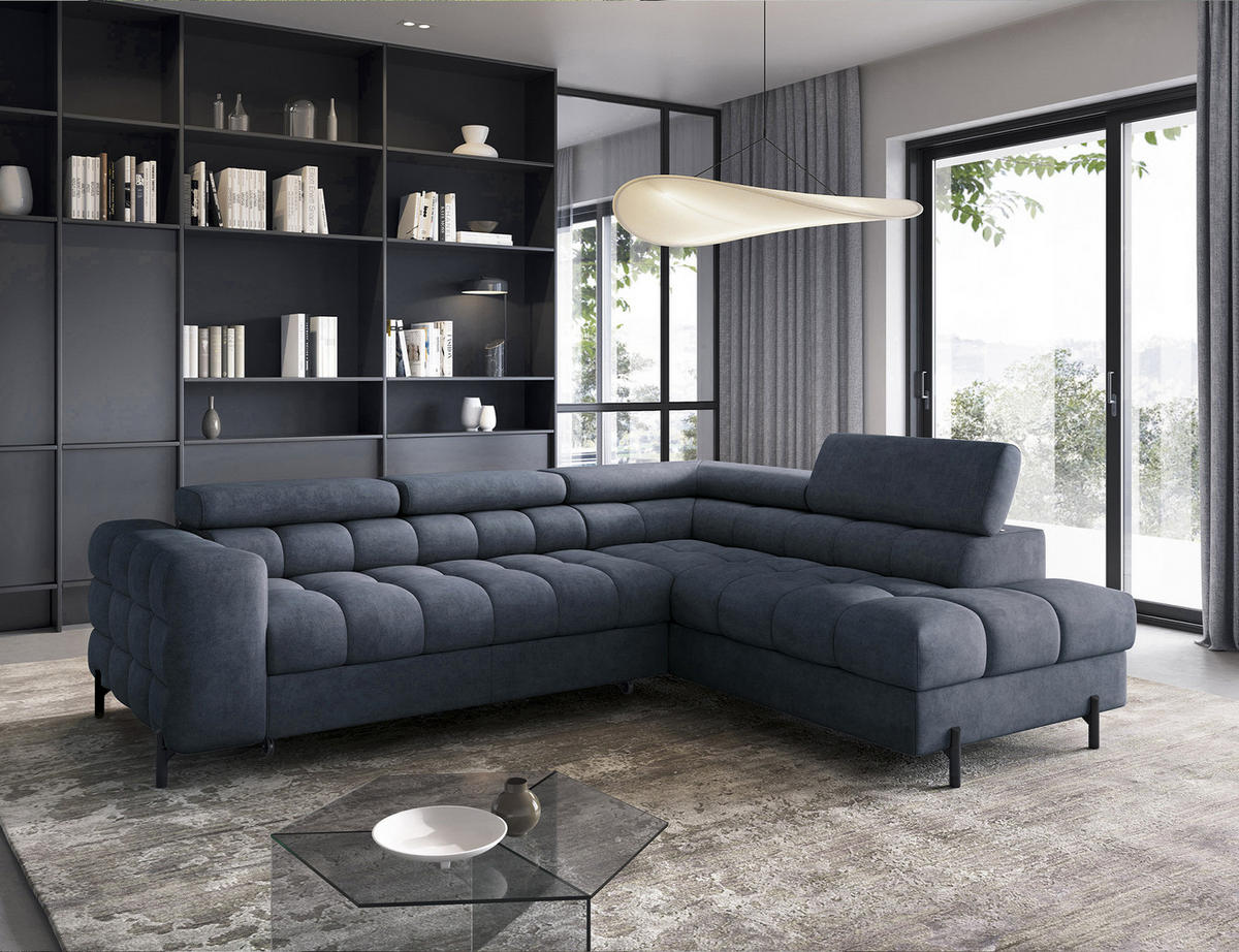 ECKSOFA Ferrucio R - Anthracite (Aura 40) - Anthrazit, Holzwerkstoff (276/200cm) - Möblo