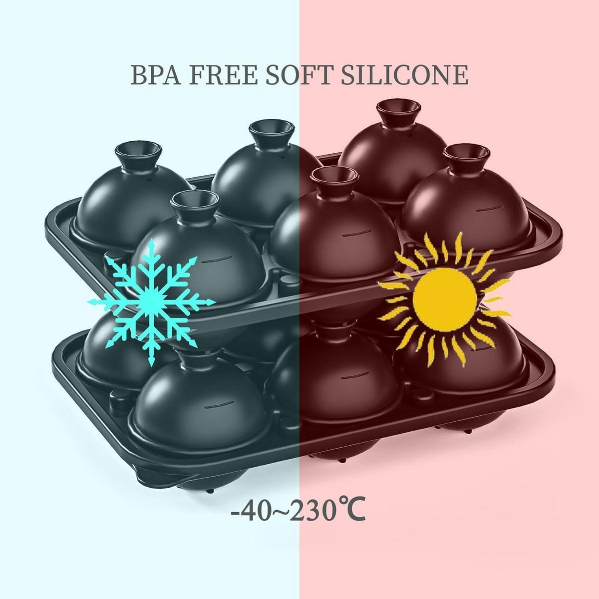EISWÜRFELFORM Kugeln Golfball-Optik 5.5 cm - Schwarz, Kunststoff (6.7/21/14.5cm)