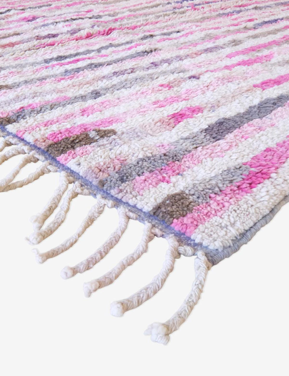 BERBERTEPPICH gestreift handgeknüpft aus Wolle 200x 300 cm - Pink, Naturmaterialien (200/300cm) - AFK Living