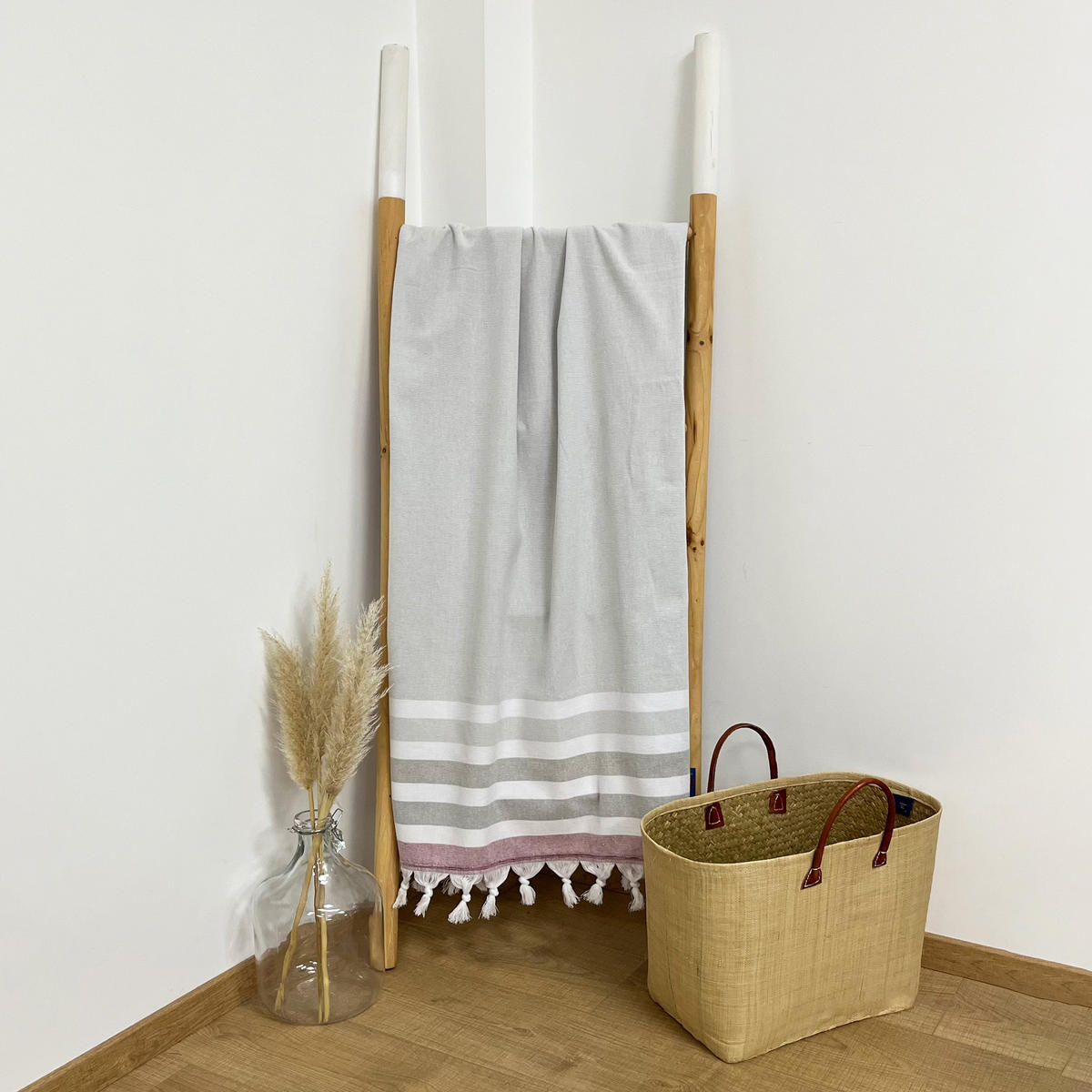 HAMAMTUCH mit Frotteefutter Zuma Mastic 90x160 340g/m² - Grau, Textil (90/160cm) - LE COMPTOIR DE LA PLAGE