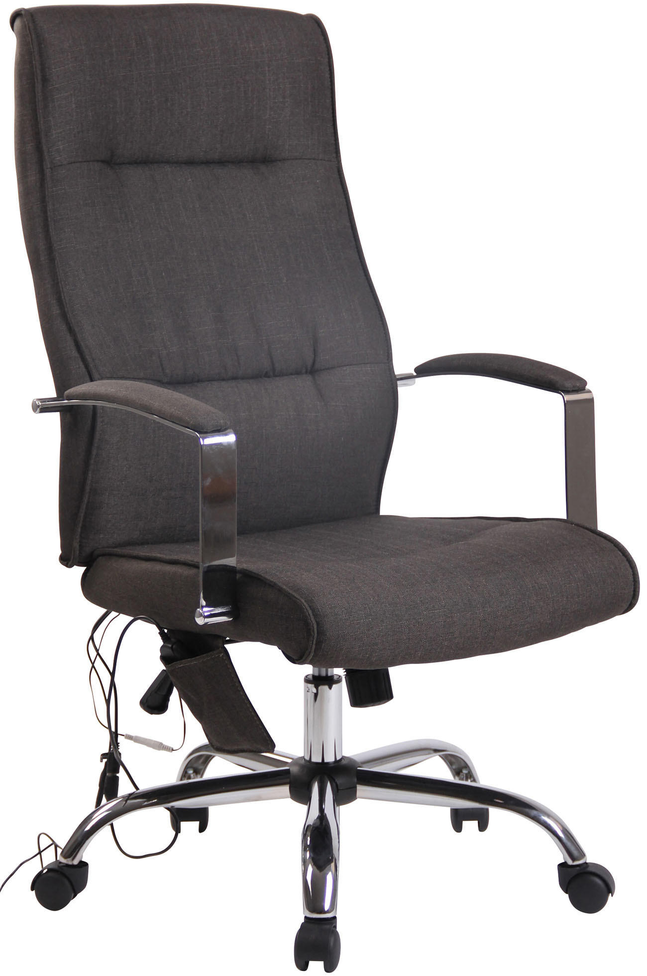 CHEFSESSEL Stoff dunkelgrau - Chromfarben/Dunkelgrau, Textil/Metall (63/114/72cm) - CLP