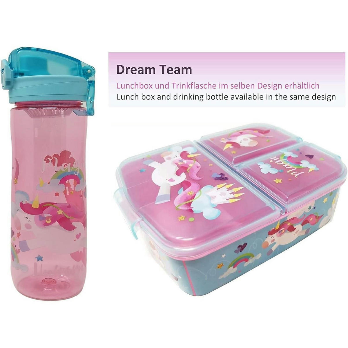 BROTDOSE mit Fächern Einhorn Motiv BPA frei 18 cm - Multicolor, Kunststoff (14/7/18cm)
