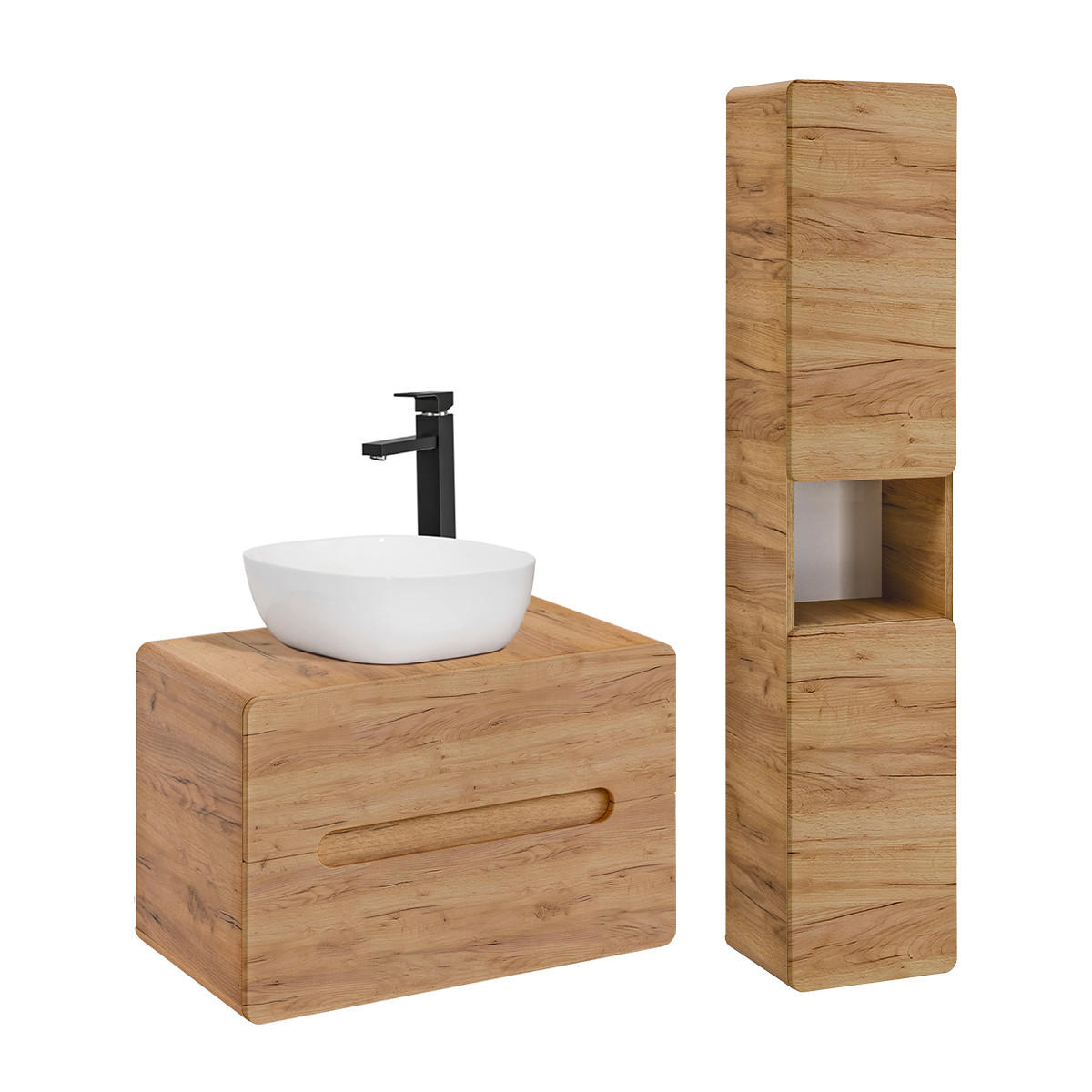 BADMÖBEL 80cm Arun 2er-Set Holz - Braun, Holzwerkstoff (80/53/46cm) - Petits-meubles