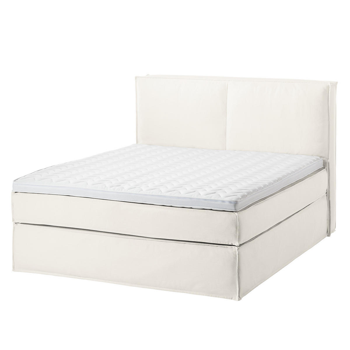 BOXSPRINGBETT mit Kopfteil - Premium - Weiß, Textil (180/200cm) - home24