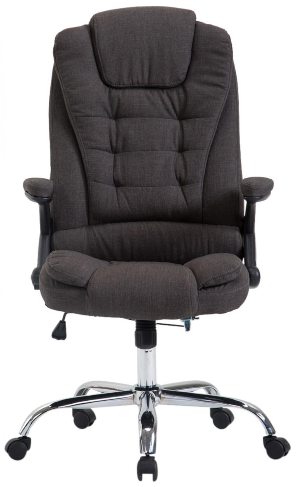 CHEFSESSEL Stoff Dunkelgrau - Chromfarben/Dunkelgrau, Textil/Metall (69.5/113/78cm) - CLP