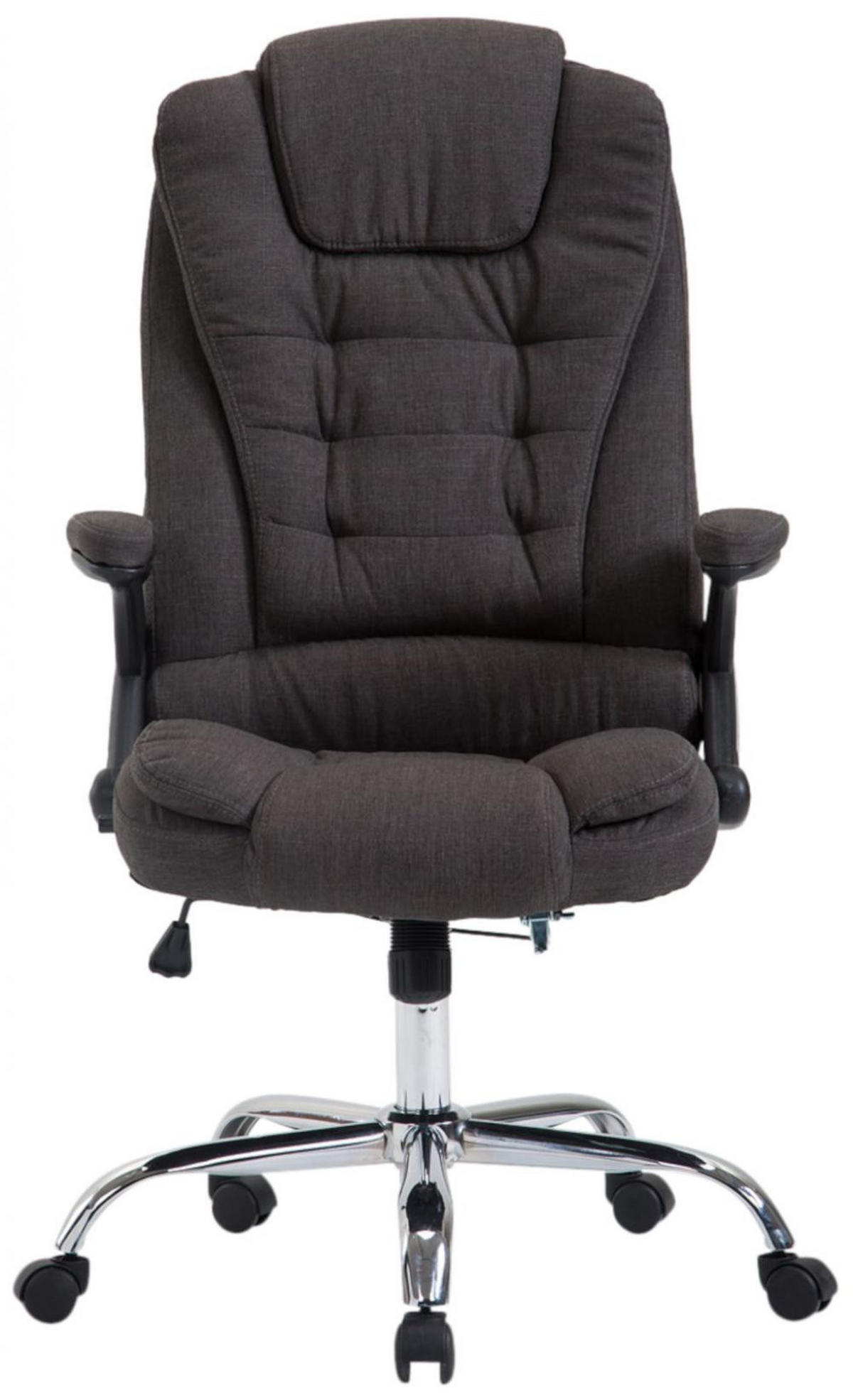 CHEFSESSEL Stoff dunkelgrau - Chromfarben/Dunkelgrau, Textil/Metall (69.5/113/78cm) - CLP