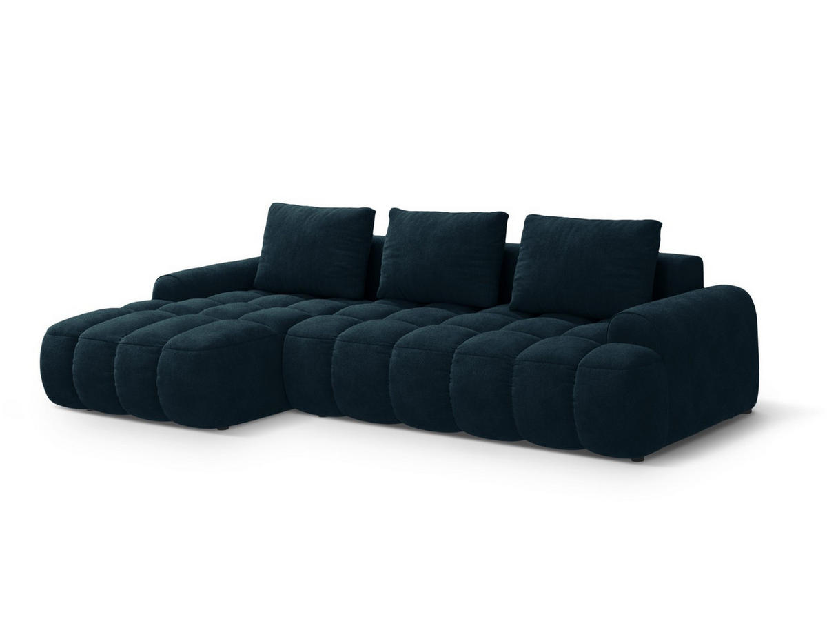 AUSKLAPPBARES-ECKSOFA links mit Container Linz aus Samt petrol 3 Sitzplätze - Petrol, Textil (142/275cm) - Cosmopolitan Design