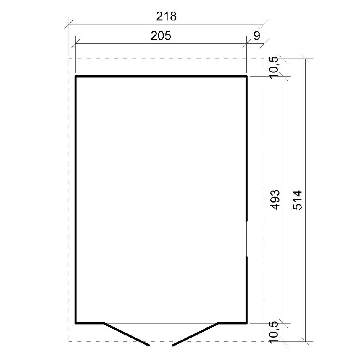 HOLZ-GARTHENHAUS (mit Seitenwand) MIT IMPRÄGNIERTEM BODEN - H244x216x514 cm/10,2 m2 - M341A+M341G - Beige, Holz (218/250/493cm) - Timbela