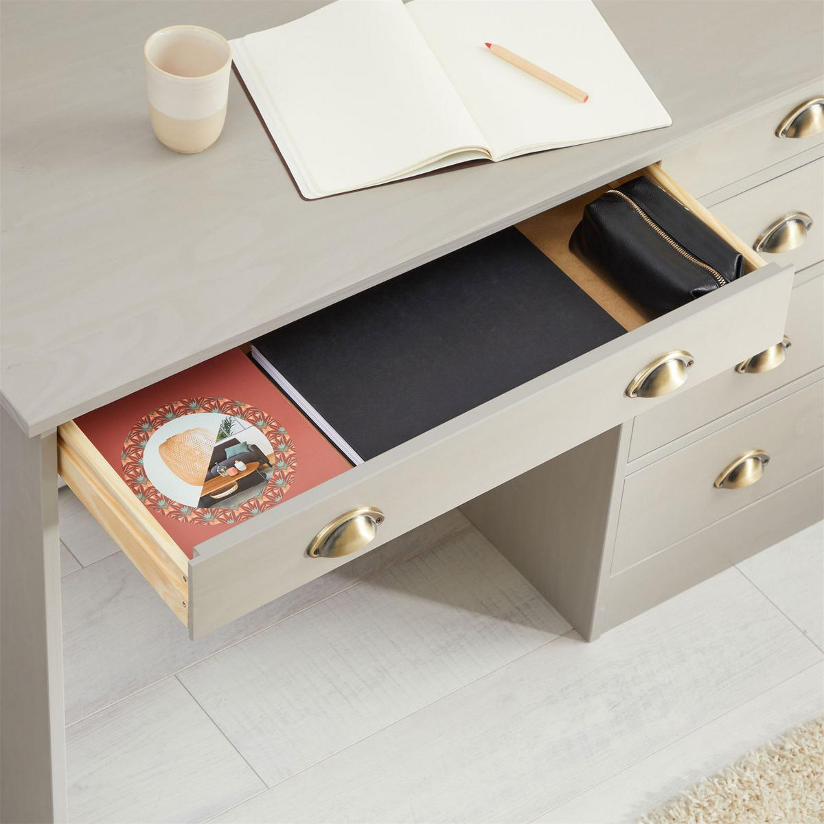 SCHREIBTISCH LANA - Grau, Holz (54/114/76cm) - IDIMEX