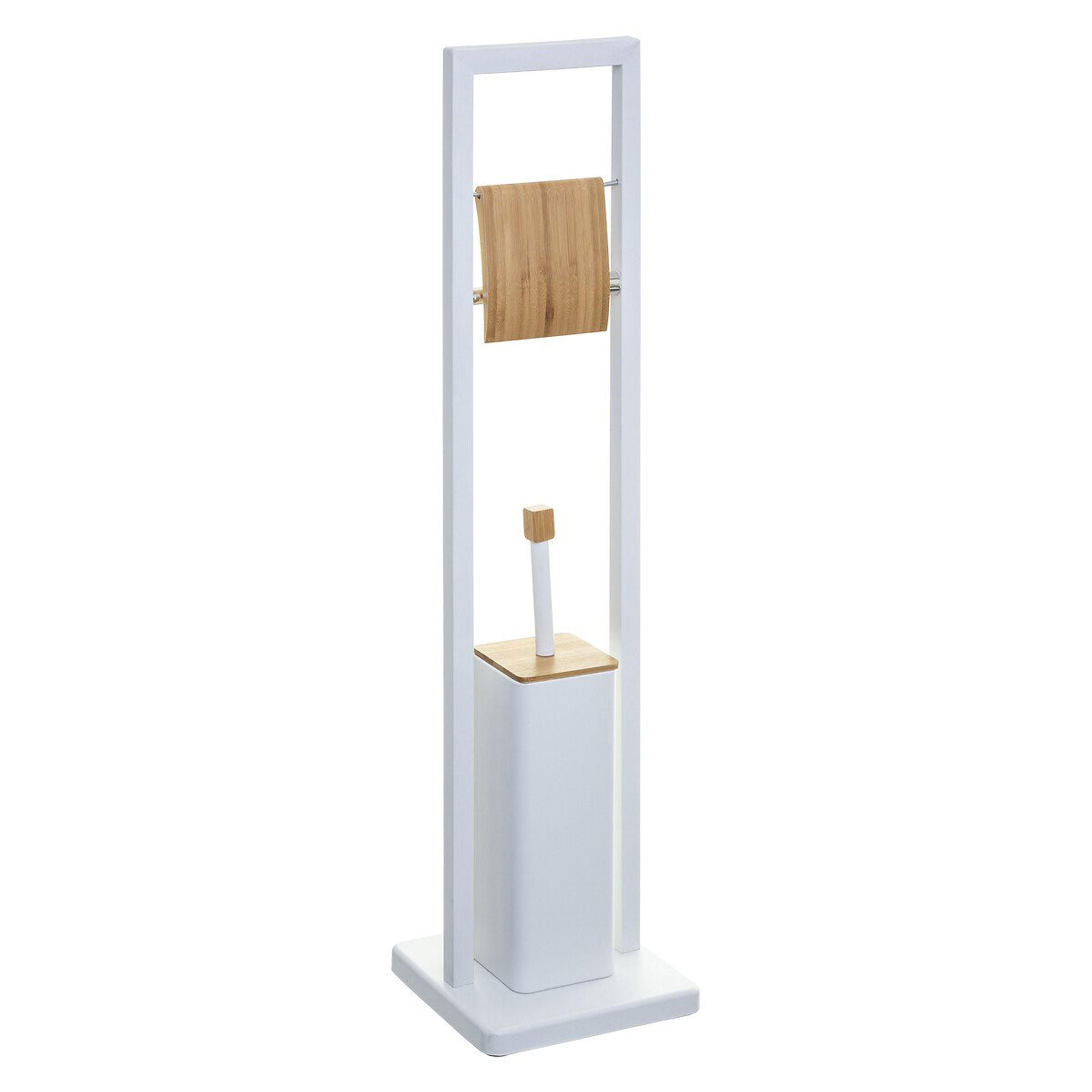 TOILETTENBUTLER Natureo, mit Bürste, Metall, Bambus, Weiß - Weiß, Holz (10.6/77.5/22.2cm) - 5five Simply Smart