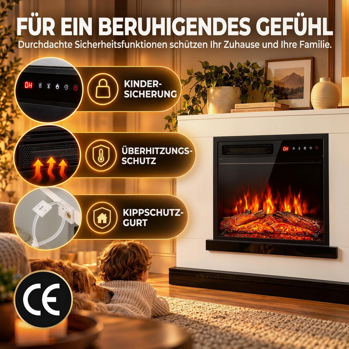 ELEKTROKAMIN Spanplatte Stahl Weiß - Schwarz/Weiß, Holzwerkstoff (23/78.5/80cm) - HOMCOM
