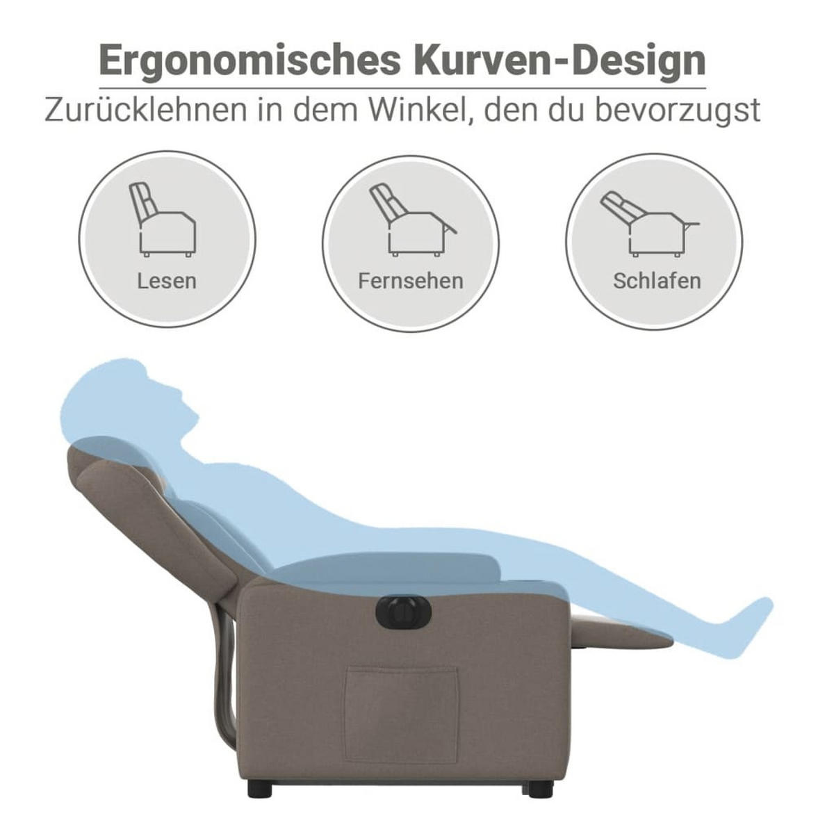 RELAXSESSEL mit Aufstehhilfe Elektrisch, 77/94,5/100 cm, aus Stoff, Taupe - Taupe, Textil (94.5/100/77cm) - vidaXL