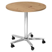 SÄULENHUBTISCH rund ST 80/80/74 cm in Wildeiche/chrom - Wildeiche/Chromfarben, Holzwerkstoff (80/80/74cm) - bümö