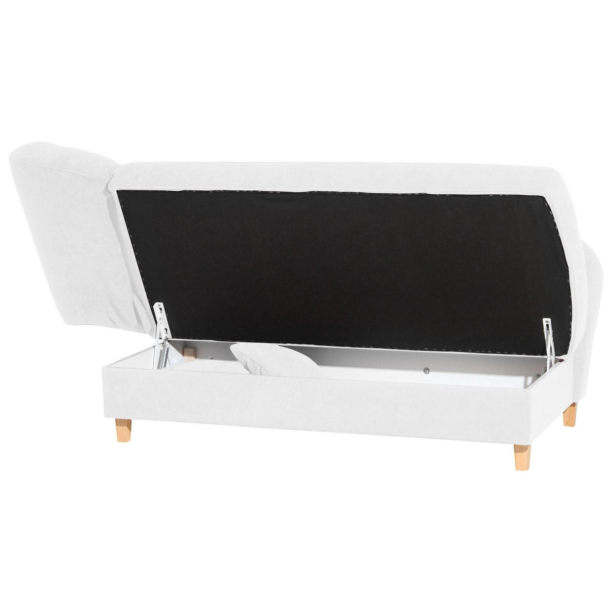 RECAMIERE mit Armteil links klappbar Katia Bezug Veloursstoff Buche natur / creme - Weiß, Kunststoff (190/82/88cm) - 58aufmkessel