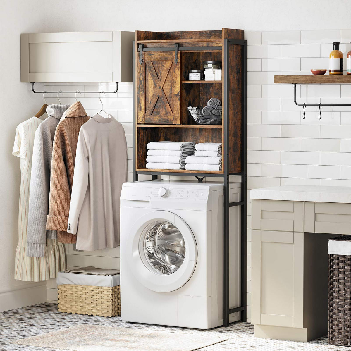 BADEZIMMERREGAL - Braun, Holzwerkstoff (24/171/64cm) - Hansiro