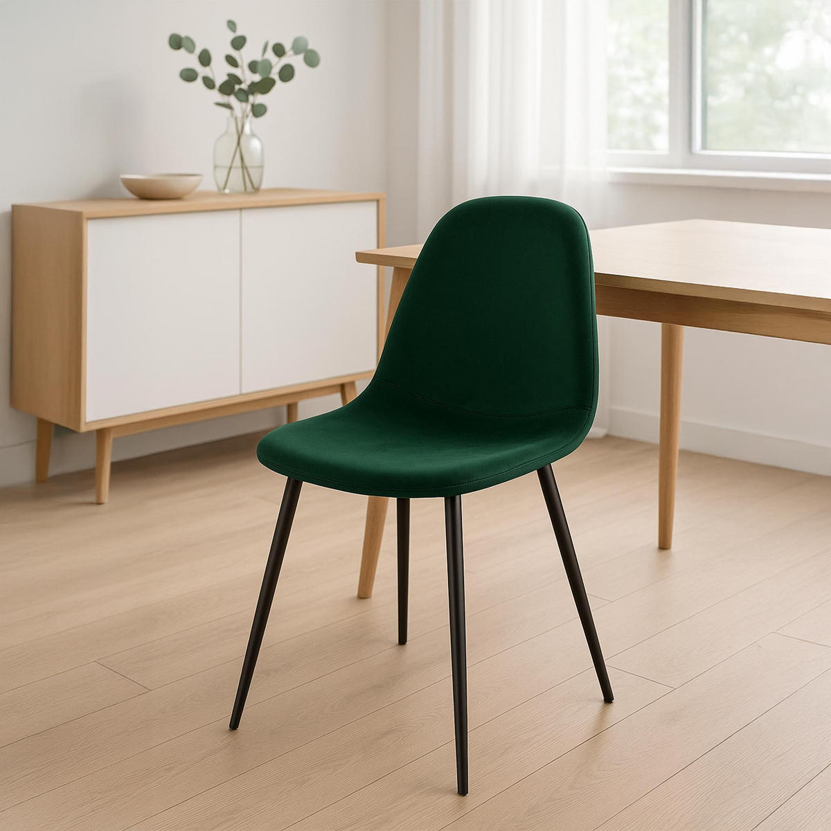 STUHL Samt Grün - Schwarz/Grün, Textil/Metall (44/88/51cm) - CLP