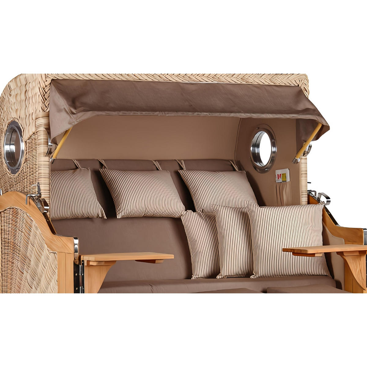 STRANDKORB XXL Baltikum mit Bullaugen - Taupe/Braun, Metall (170/170/95cm) - Mr. Deko