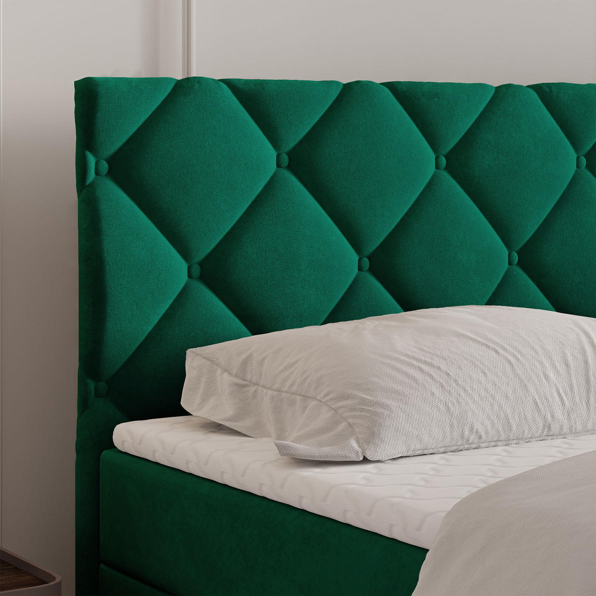 BOXBETT ROVARI 180x200 cm mit Matratze und Topper - Grün - Grün, Holz (180/200cm) - MASSENO