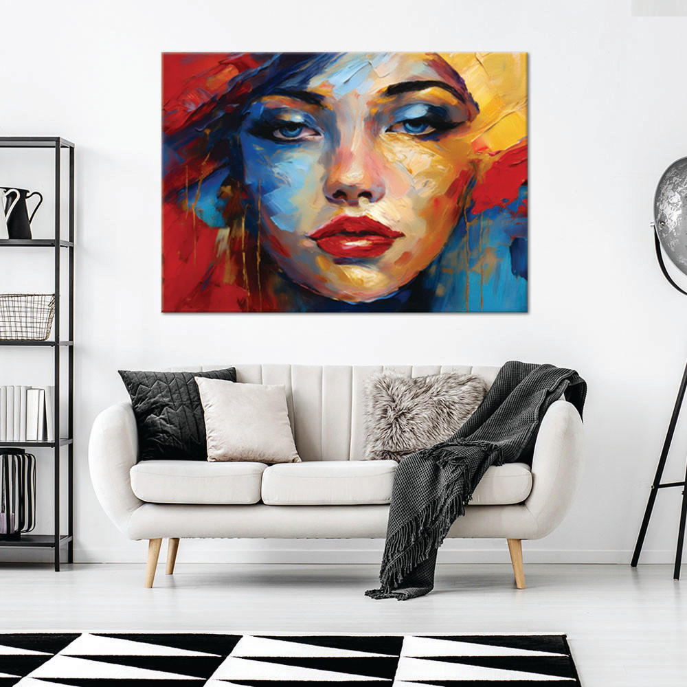 WANDBILD frau gesichtsfarbe - Multicolor, Textil (60/40cm) - Feeby