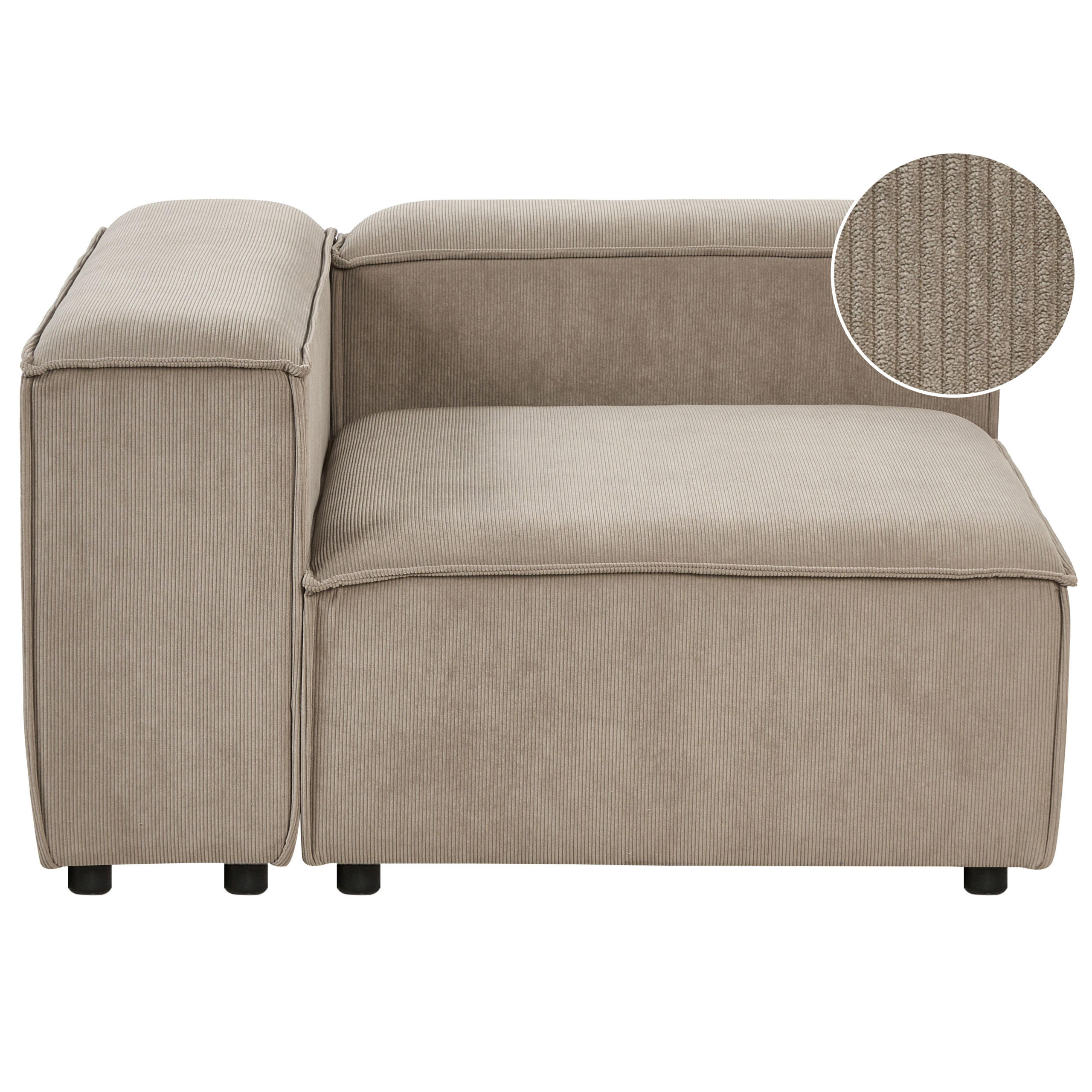 ECKMODUL Cord Hellbraun rechtsseitig Ardal - Hellbraun/Schwarz, Textil (120/68/120cm) - Beliani