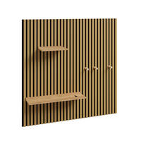 SUPORT perete cu rafturi și cârlige pentru haine și accesorii - culoare naturală, compozit lemnos (19/120/120cm) - SoBuy
