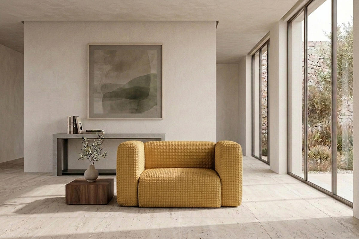 WOHNZIMMERSESSEL aus Chenille-Stoff Cremona, Golden, GRETA - Goldfarben, Holz (137/70/89cm) - Kaiser Möbel