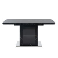BLAGOVAONSKI stol 120-160/80/76 cm crni od MDF-a i čelika s razvlačivom pločom i ormarićem - crna, staklo (160/80/76cm) - OKWISH