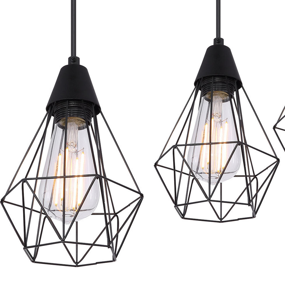 HÄNGELEUCHTE Isabella Schwarz Gitteroptik - Schwarz, Metall (58/15/120cm) - Globo Lighting