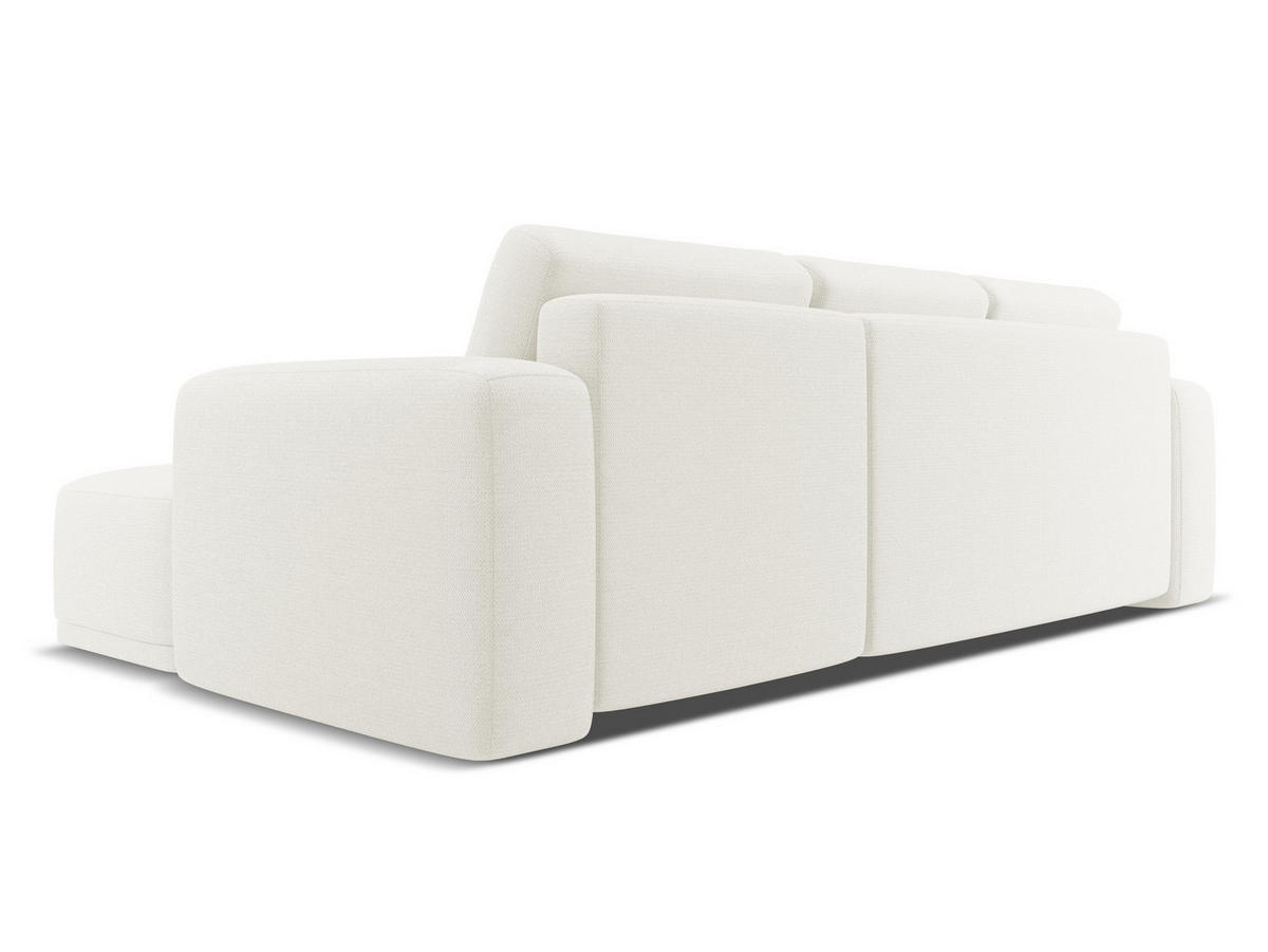 ECKSOFA mit Schlaffunktion Chenille Stoff Weiß - Schwarz/Weiß, Kunststoff/Textil (258/160cm) - Makamii