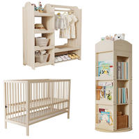 KINDERSCHRÄNKE &-REGALE in Naturfarben Kindermöbel-Set Babybett mit Schrank & drehbarem Bücherregal B69.5/T60/H90cm - Naturfarben, Holzwerkstoff (69.5/90/60cm) - STILVORA