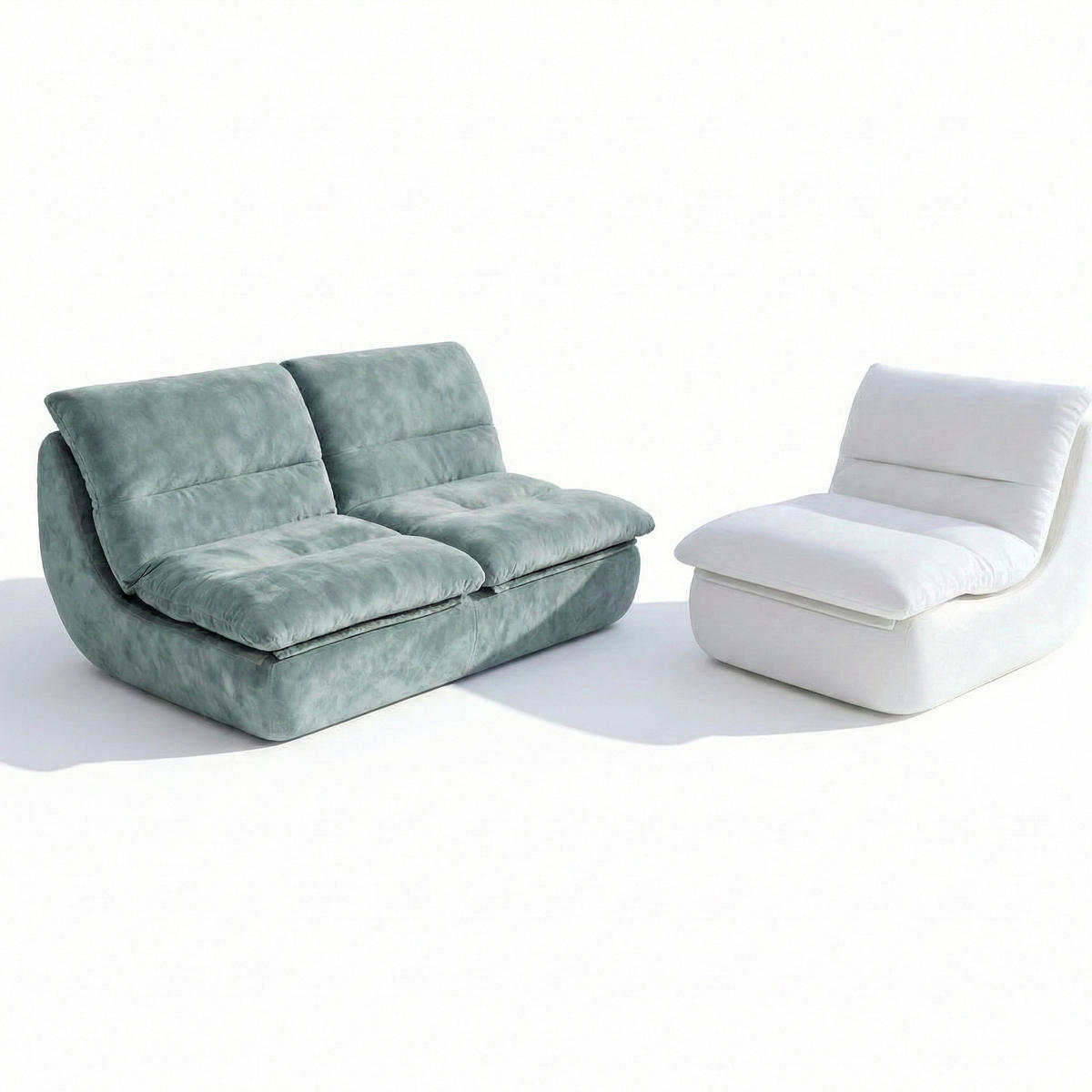 SITZGARNITUR Nuvia Sofa und Sessel Salbei und Weiß - Salbeigrün/Weiß, Textil (160/73/100cm) - COCO Living