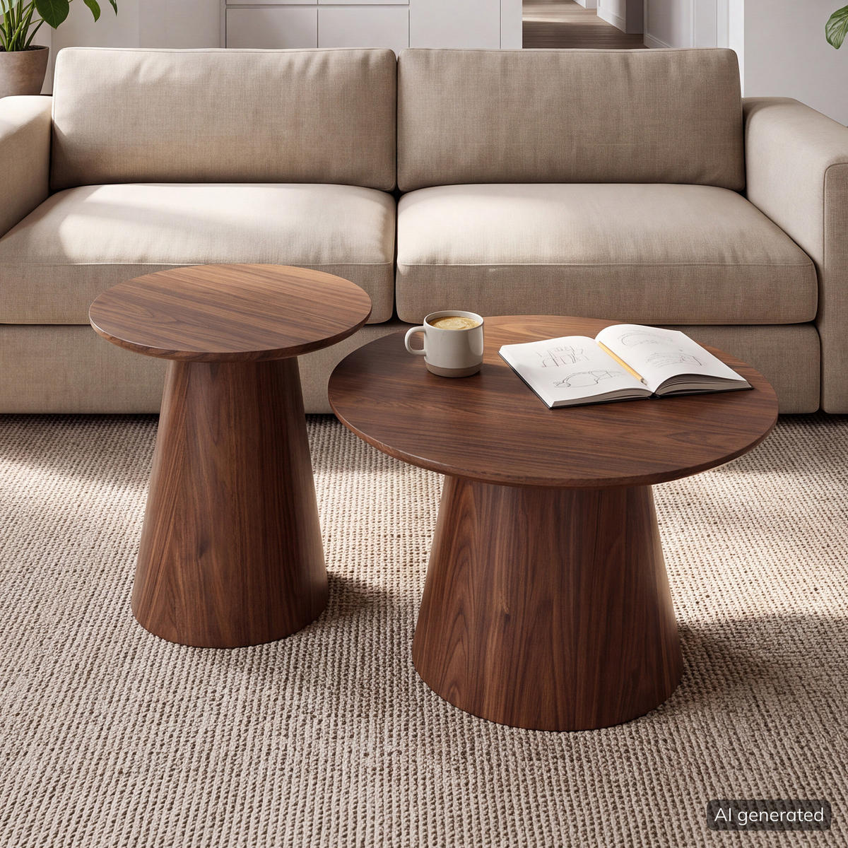 COUCHTISCH-SET - 2-teilig - Eichefarben, Holzwerkstoff (60/60/37cm) - home24