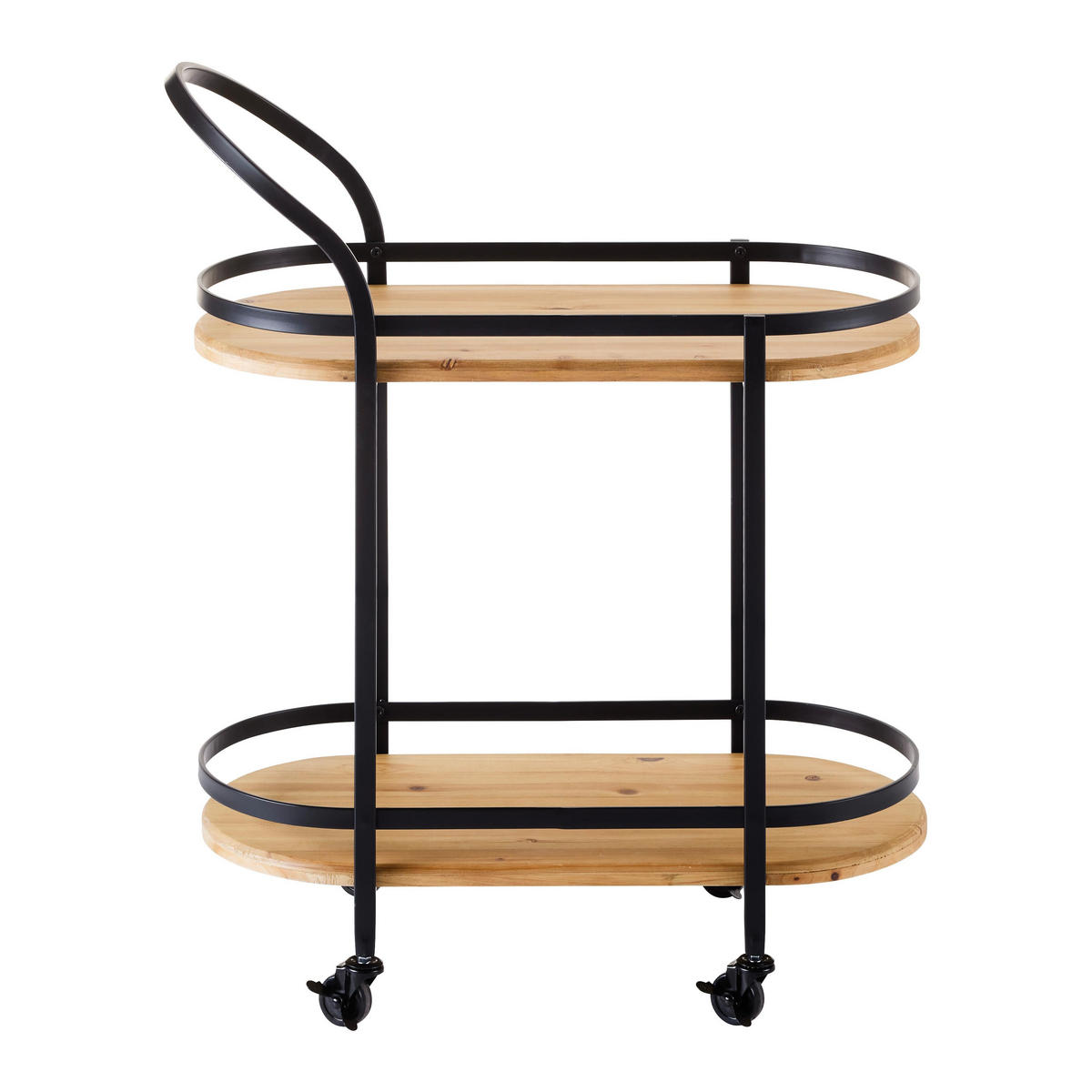 ROLLWAGEN Jolanda Natur/ Schwarz Echtholz/Metall - Naturfarben, Holz (70/86/35cm) - Bessagi Home