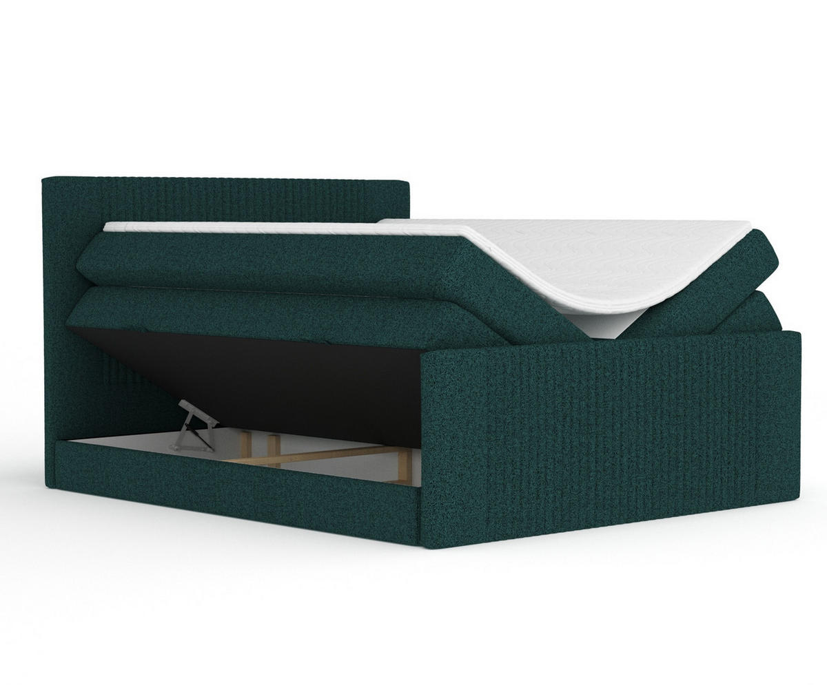 BOXSPRINGBETT Bergamo Grün 160/200 cm - Schwarz/Grün, Holz/Holzwerkstoff (160/200cm) - Maison de Reve