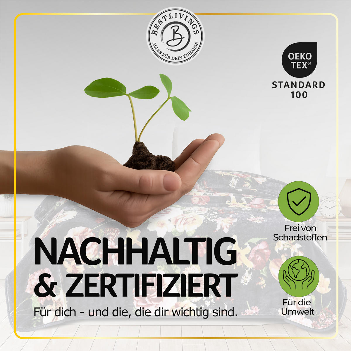 KUSCHELDECKE XXL 240x200 cm Rosen-Motiv Dunkelgrau - Grau, Textil (200/240cm) - Bestlivings