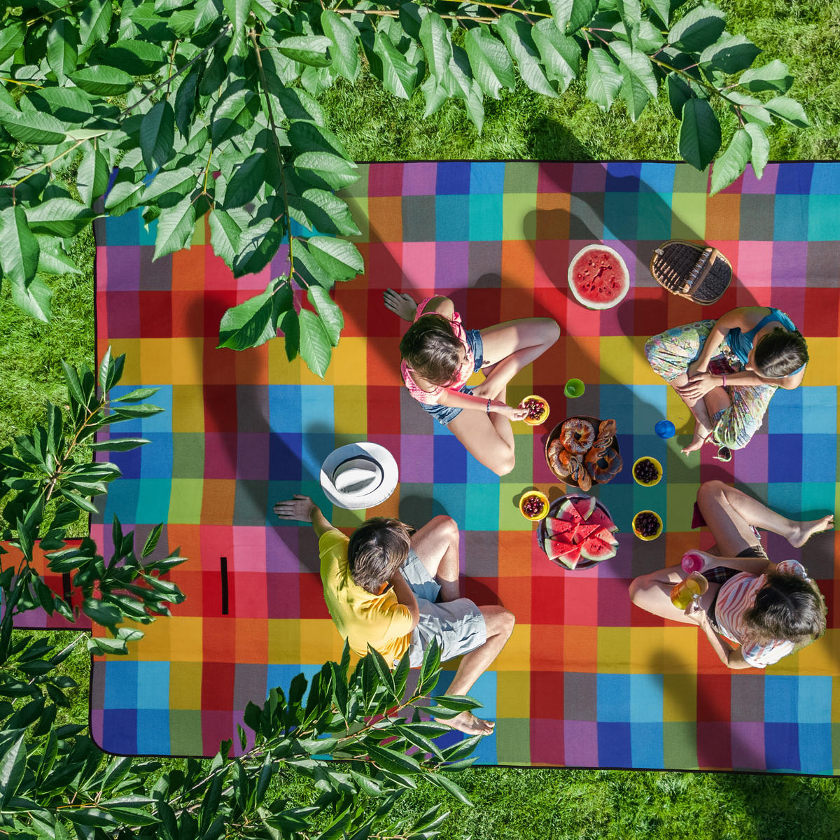 PIKNIKOVÁ deka - různobarevná, kov/textil (200/300cm) - Relaxdays