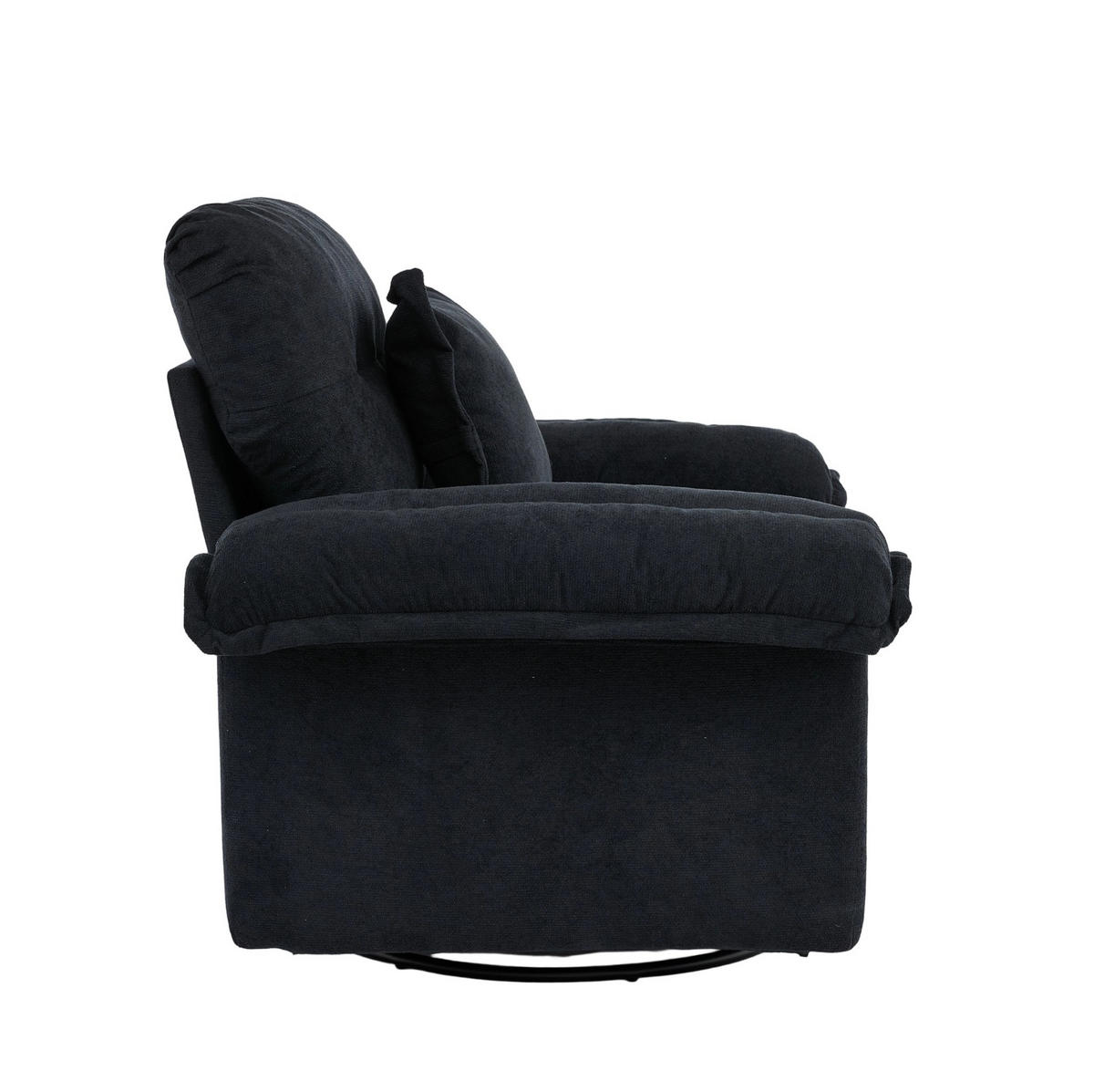 DREHSESSEL mit Chenillebezug und 360°-Drehfunktion – bis 136 kg belastbar - Schwarz, Textil (84/96/116cm) - BEAOK