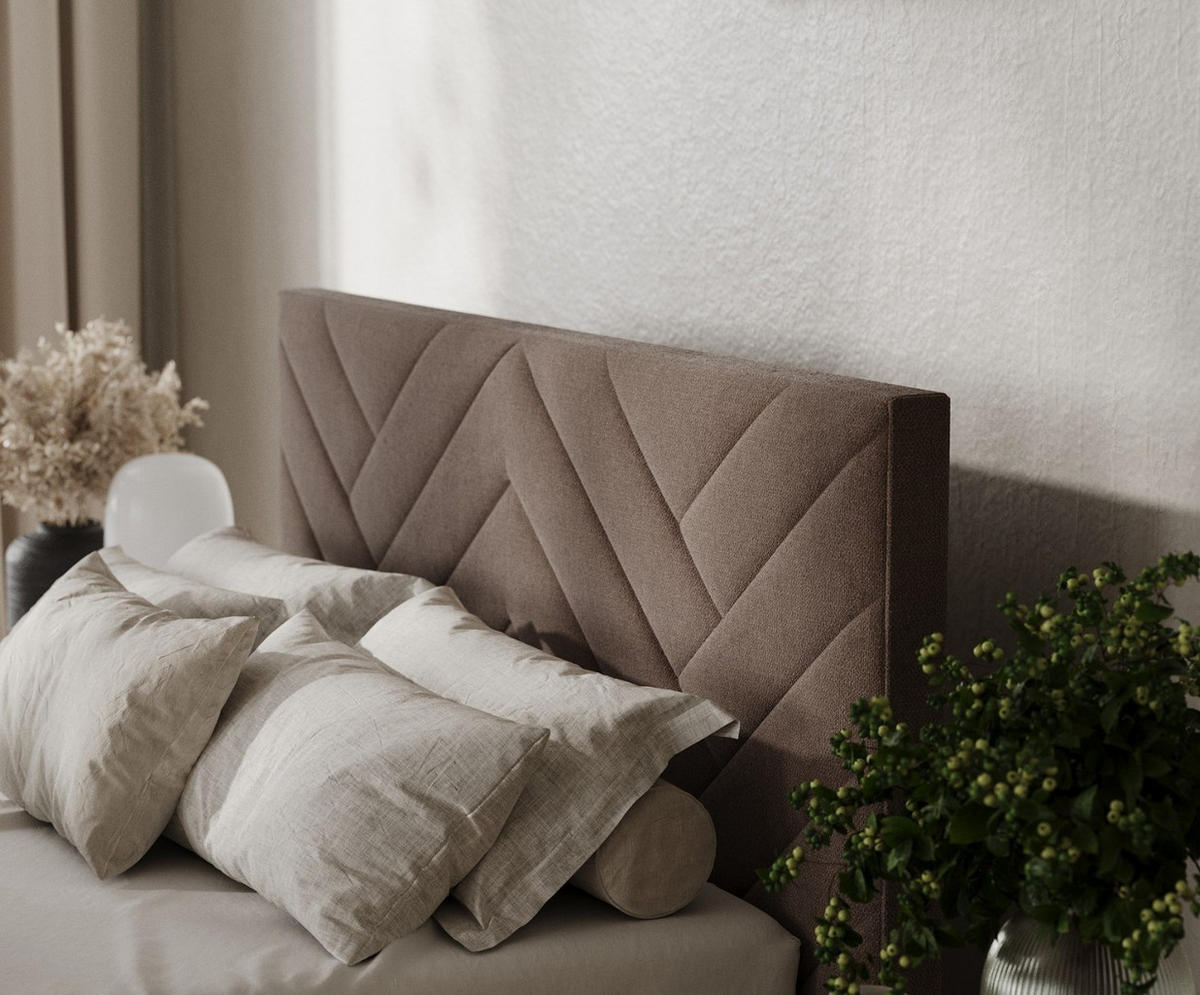 POLSTERBETT Arco 180/200 cm Braun im Asti Stoff - Schwarz/Naturfarben, Holz/Holzwerkstoff (180/200cm) - AltaBeds