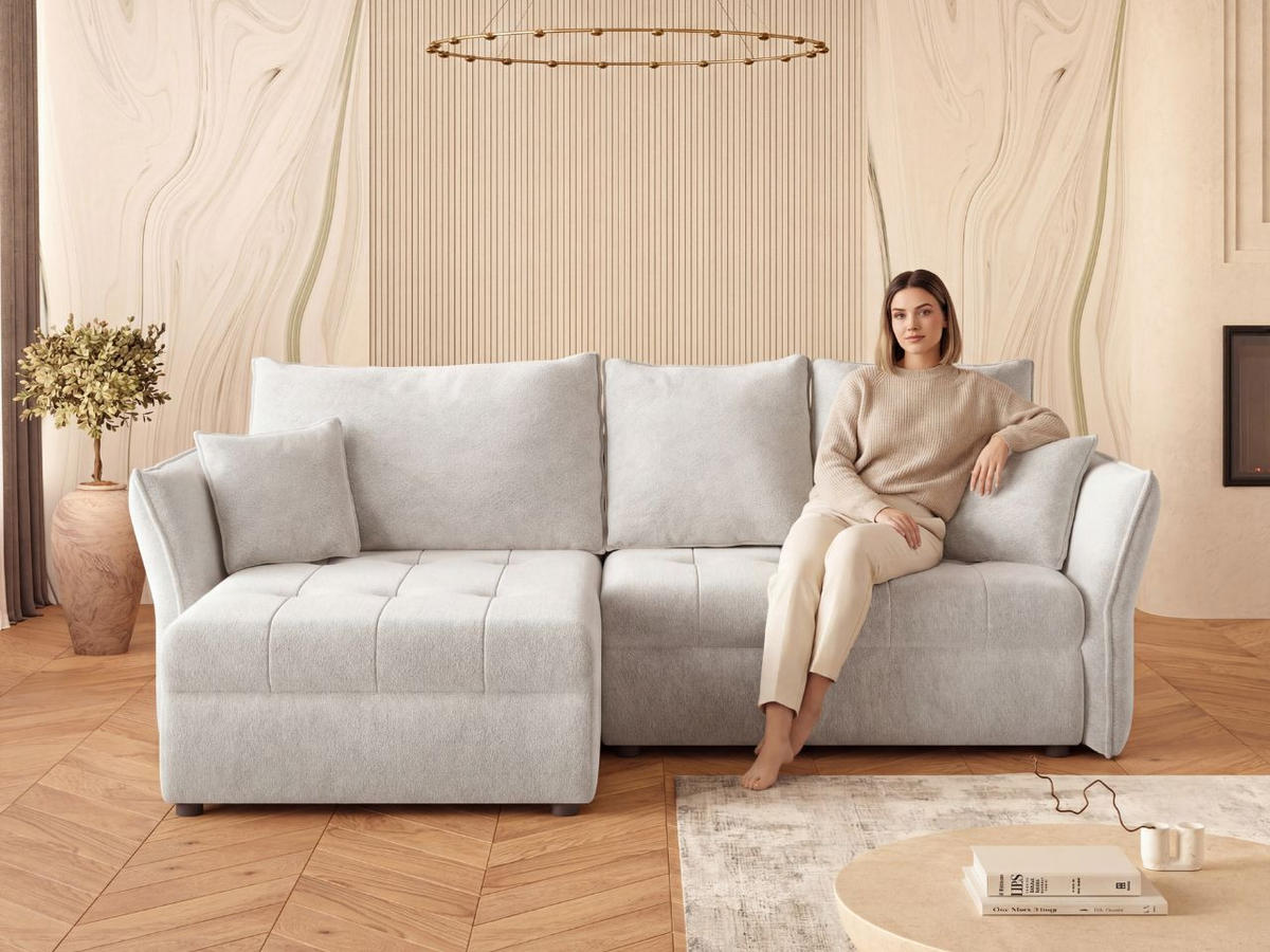 ECKSOFA Lino Hellgrau - Hellgrau/Schwarz, Holz/Kunststoff (270/172cm) - Graingold