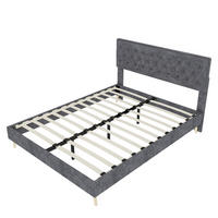 POLSTERBETT 160/200 cm mit Matratze, hohem Kopfteil und Stauraum unter dem Bett, Grau - Grau, Textil (160/200cm) - Redom
