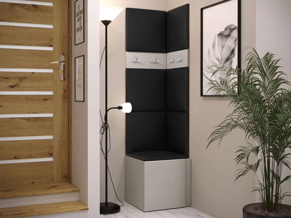 GARDEROBEN-SET Orion XXI - Kaschmir/Schwarz, Holzwerkstoff/Kunststoff (42/186/46cm) - MIRJAN24