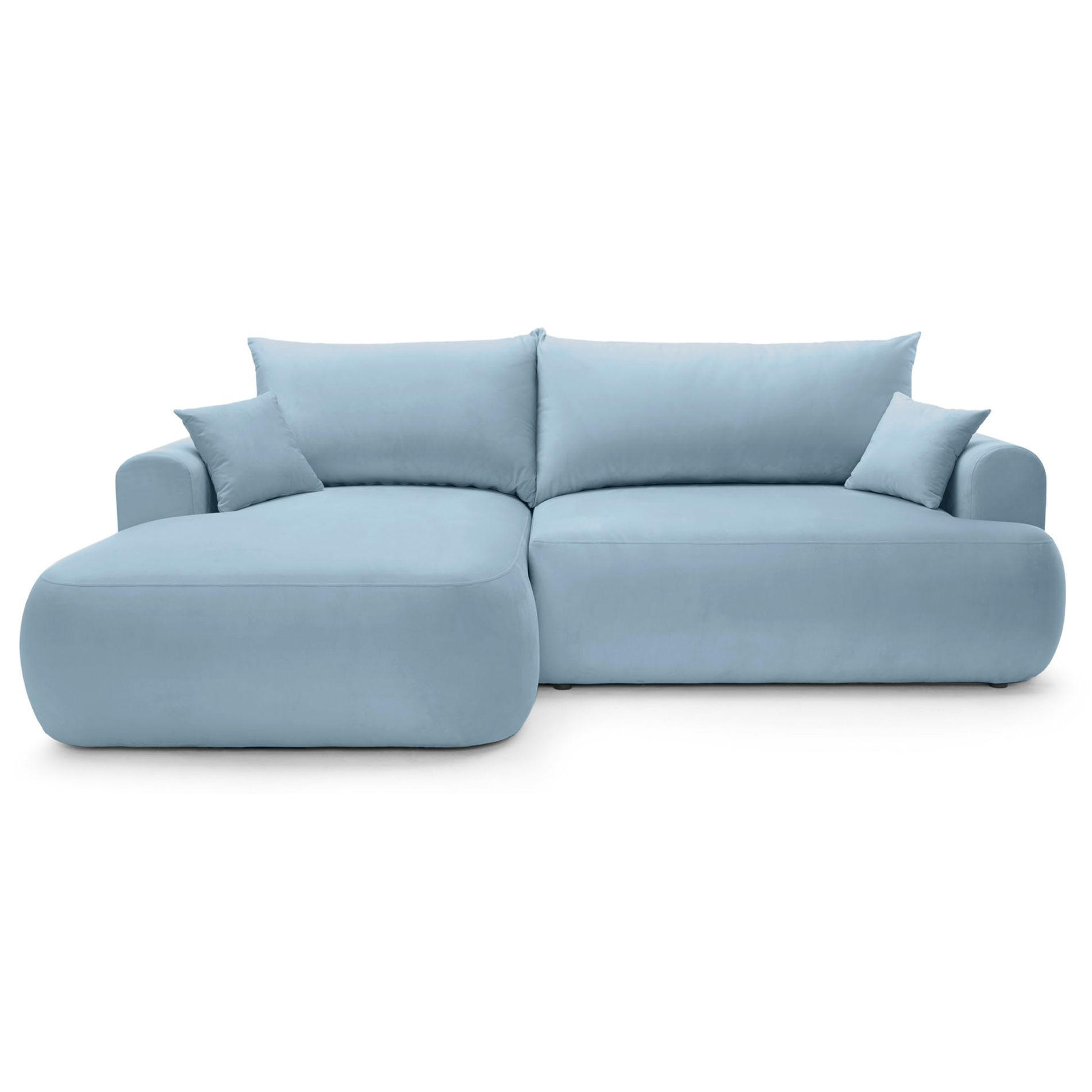 ECKSOFA Ovo Hellblau mit wasserabweisendem Samtbezug - Schwarz/Hellblau, Kunststoff/Textil (260/165cm) - Selsey