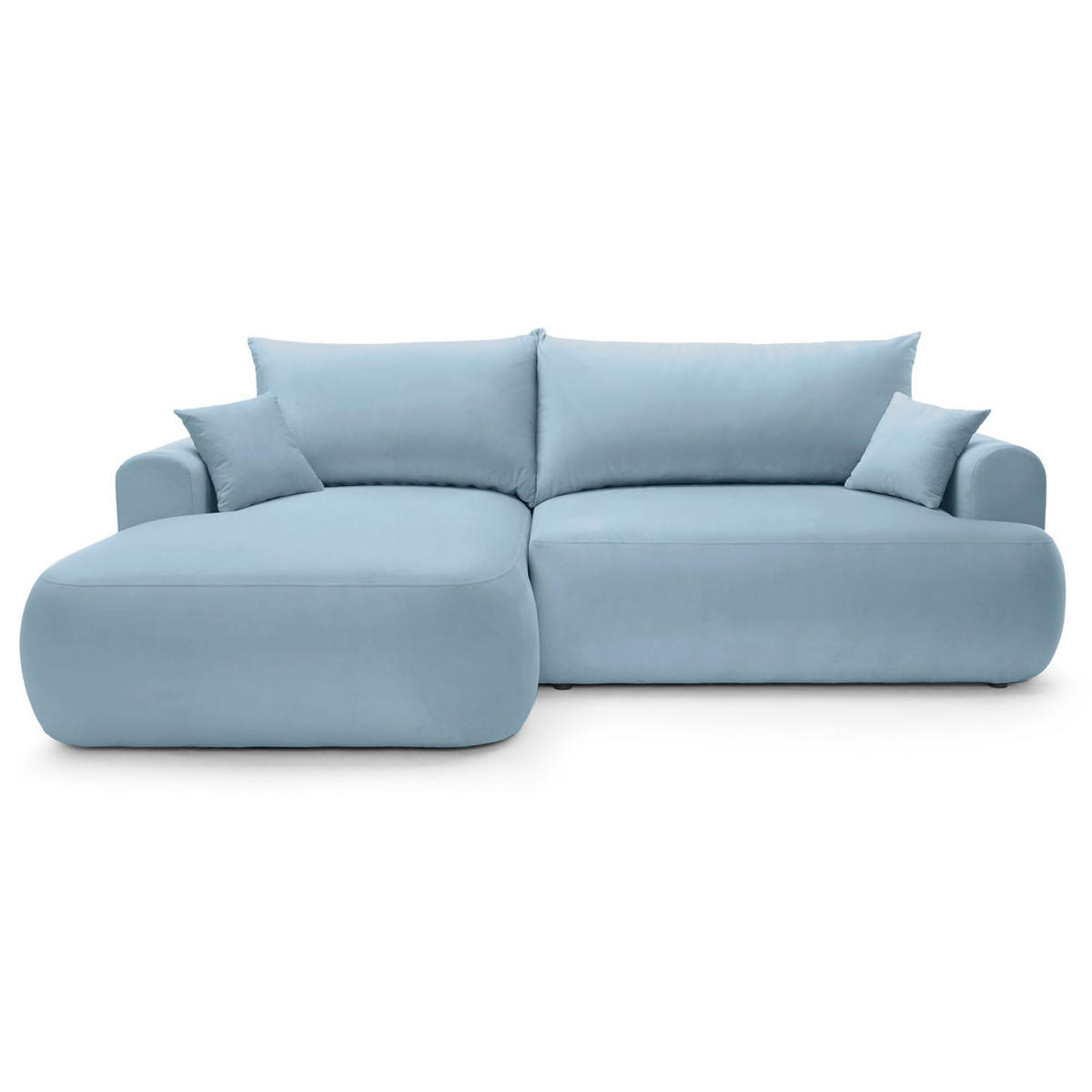 ECKSOFA Ovo Hellblau mit wasserabweisendem Samtbezug - Schwarz/Hellblau, Kunststoff/Textil (260/165cm) - Selsey