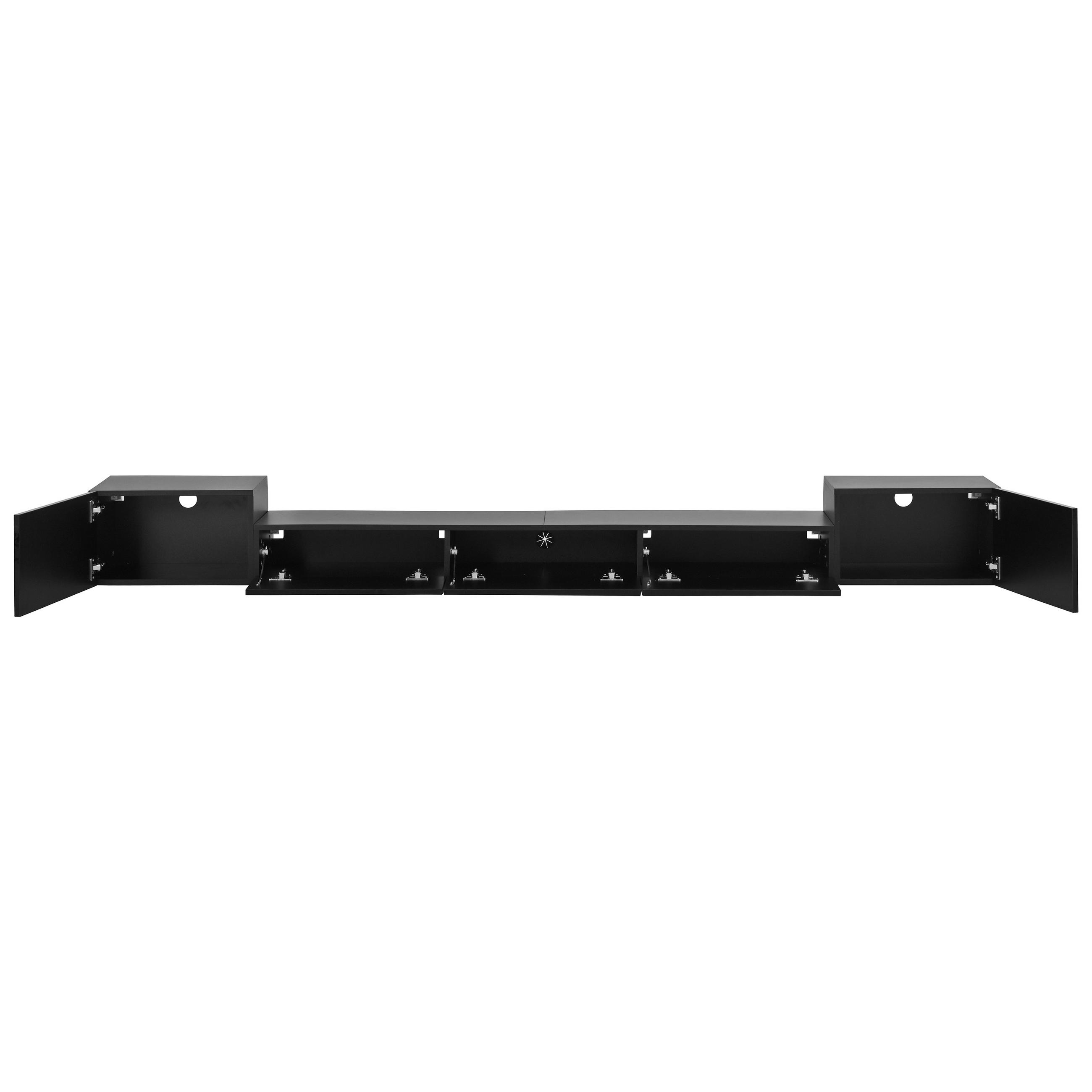 TV-SCHRANK 245/30/26 cm Schwarz mit LED-Beleuchtung und Hochglanz-Türen - Schwarz, Holzwerkstoff (245/26/30cm) - Oxeza