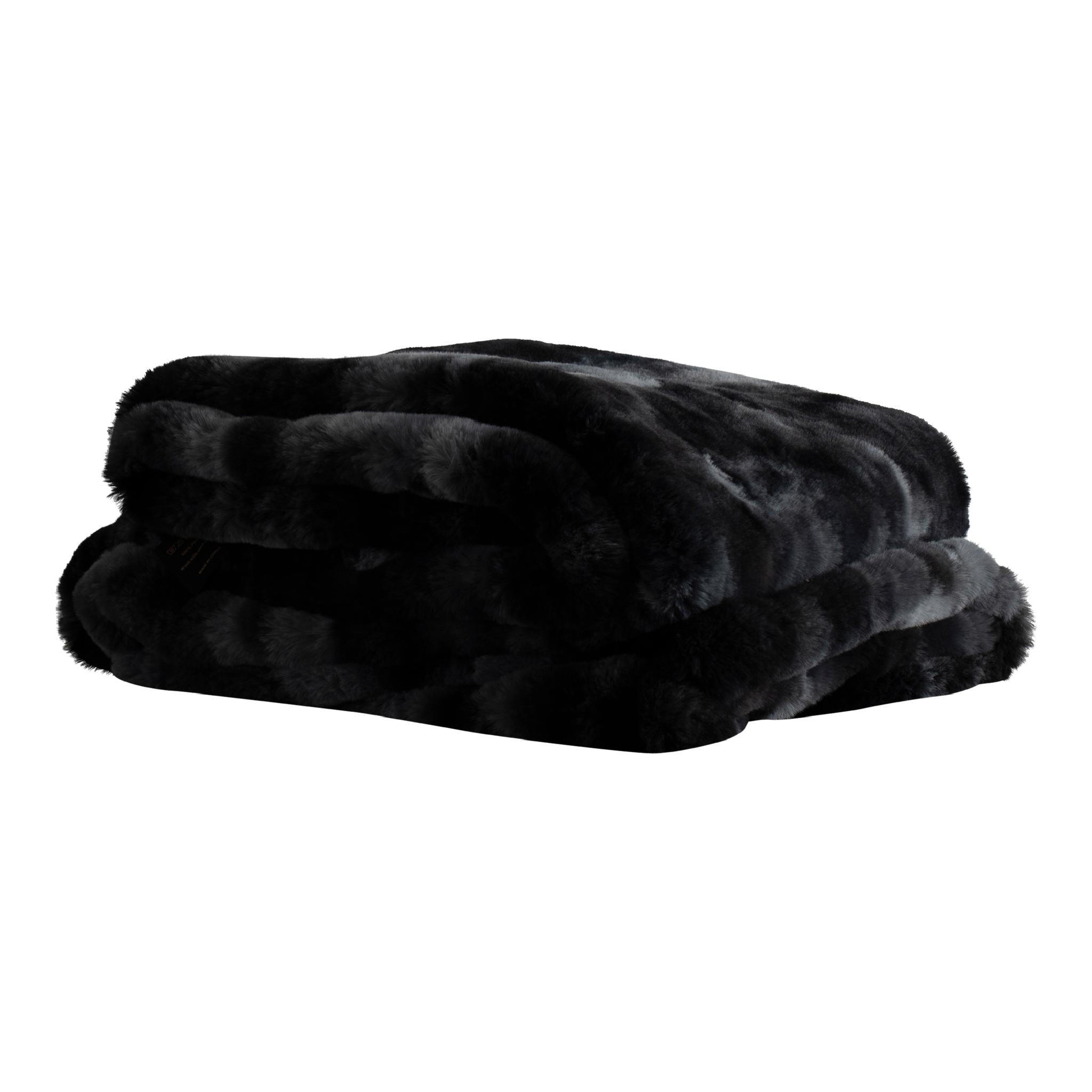 PLAID Linde Schwarz 150/200/2cm - Schwarz, Textil (200/150cm) - PTMD Collection