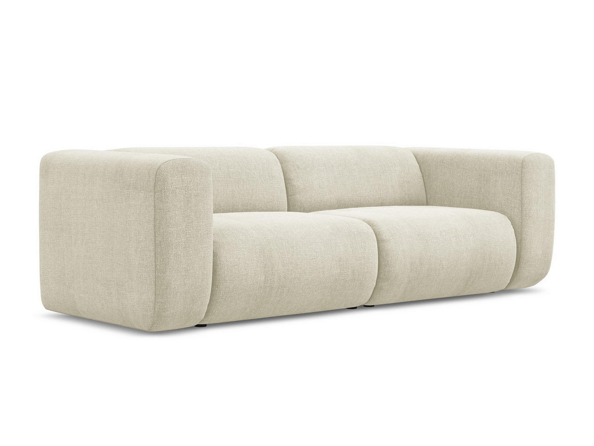 3-SITZER SOFA Chenille Stoff Beige - Beige/Schwarz, Kunststoff/Textil (228/70/89cm) - Makamii