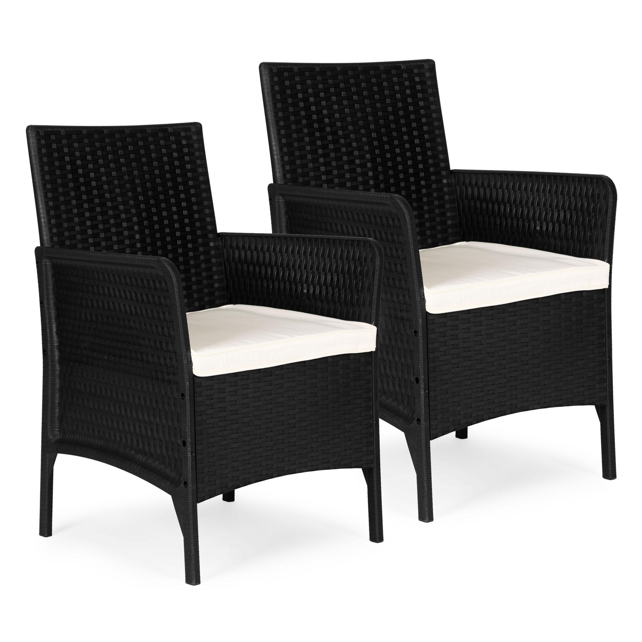 GARTENSTUHL 2er Set Schwarzer Rattan-Look - Schwarz, Kunststoff (54/84/57cm) - Mat-Haus