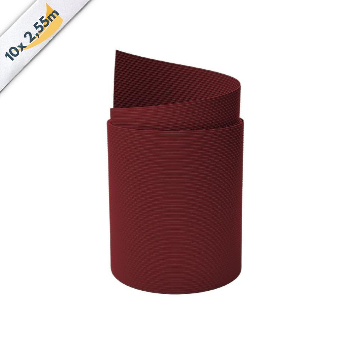 SICHTSCHUTZSTREIFEN Rille 10x Einzelstreifen 2,55m Sichtschutz Bordeauxrot, 10 x 2,55m - Bordeaux, Kunststoff (2550/19cm) - ZAUN|ZU